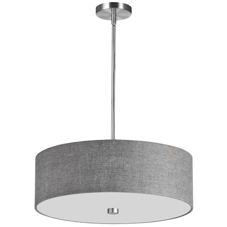 4 Light Incandescent Pendant Polished Chrome With Grey Shade